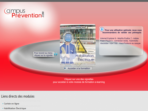 Plateforme Elearning - Captures écran Protection, questionnaire choix multiple, électricité